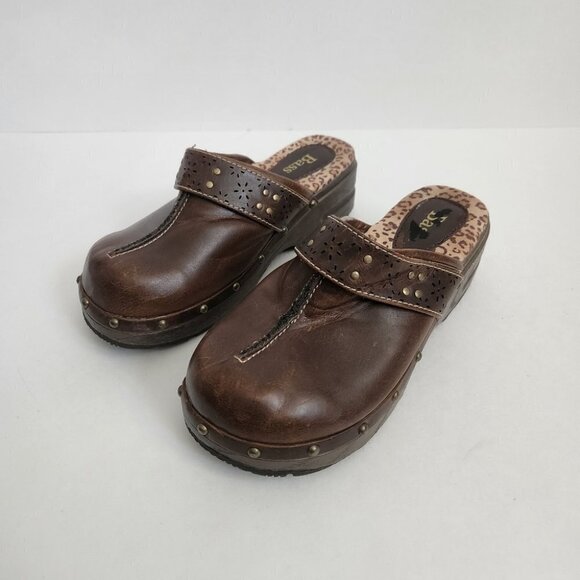 BASS | leather clogs brown kids sz 2 - Picture 1 of 4